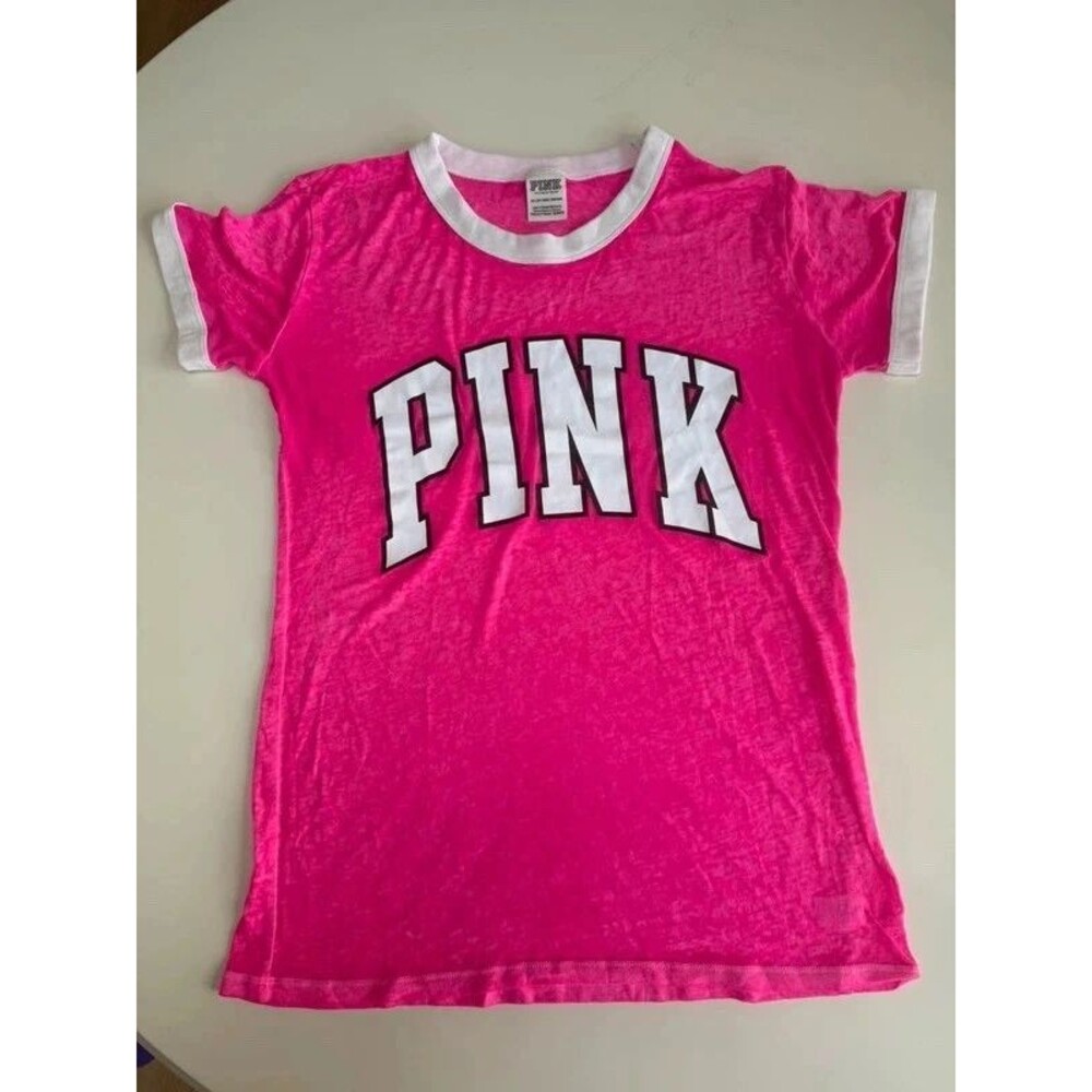 Victoria’s Secret PINK Barbie pink tshirt, super cute, flawed XS